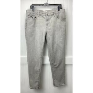 Eileen Fisher Tapered Ankle Jeans Sz 12 Midrise Light Gray Denim Organic Cotton